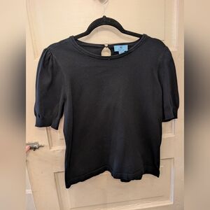 Black Puffed Sleeve Lightweight Sweater